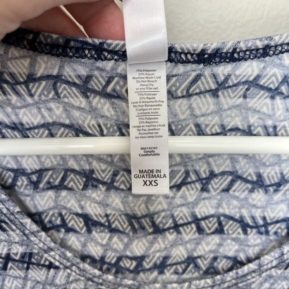 Lularoe | Blue & Cream Striped Print Short Sleeve Top XXS Simply Comfortable - Picture 4 of 5
